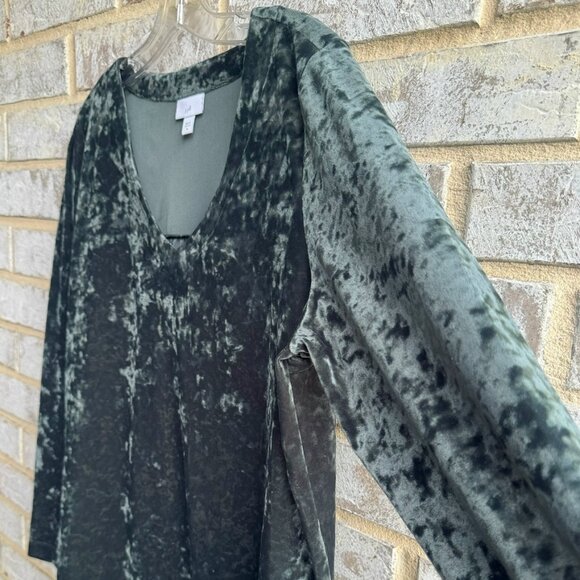 J. Jill Long Sleeve V-Neck Sage Green Velour Blouse Women's Size M - Picture 6 of 7
